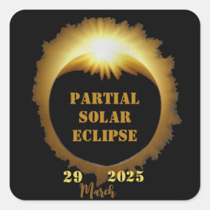 Pegatina Cuadrada Fiesta de visualización de evento de eclipse solar