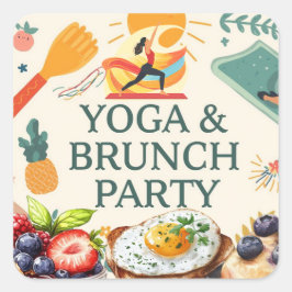 Pegatina Cuadrada Fiesta de yoga y brunch