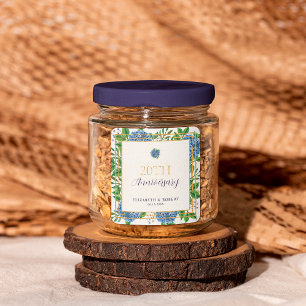 Pegatina Cuadrada Fiesta del 20° Aniversario de la Hidrangea Azul de