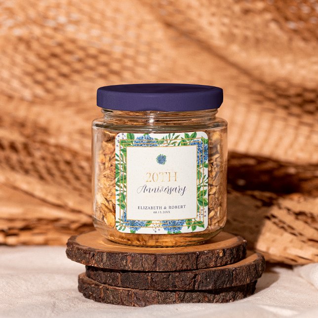 Pegatina Cuadrada Fiesta del 20° Aniversario de la Hidrangea Azul de (Subido por el creador)