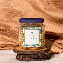 Pegatina Cuadrada Fiesta del 25º Aniversario de la Hidrangea Azul de