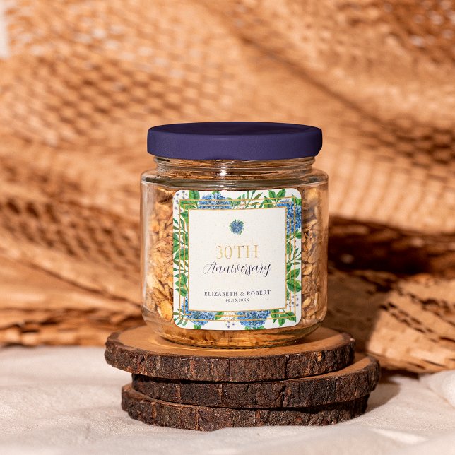 Pegatina Cuadrada Fiesta del 30° Aniversario de la Hidrangea Azul de (Subido por el creador)