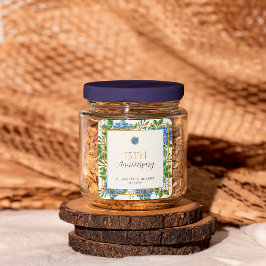 Pegatina Cuadrada Fiesta del 75º aniversario del Boda Hydrangea Azul