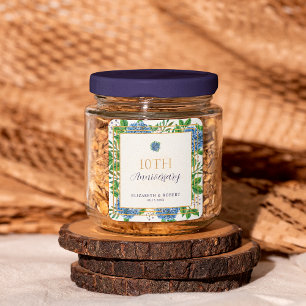 Pegatina Cuadrada Fiesta del décimo aniversario del Boda de Gold Blu