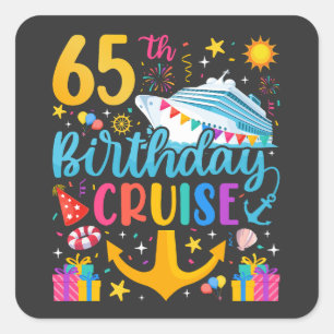 Pegatina Cuadrada fiesta del Día B del crucero de cumpleaños número 