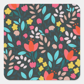 Pegatina Cuadrada Fiesta del Jardín de la Primavera caprichosa