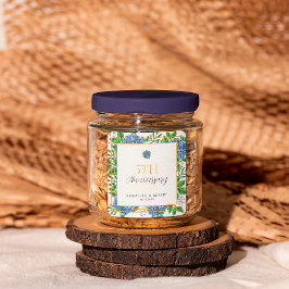 Pegatina Cuadrada Fiesta del quinto aniversario Boda Hydrangea Azul