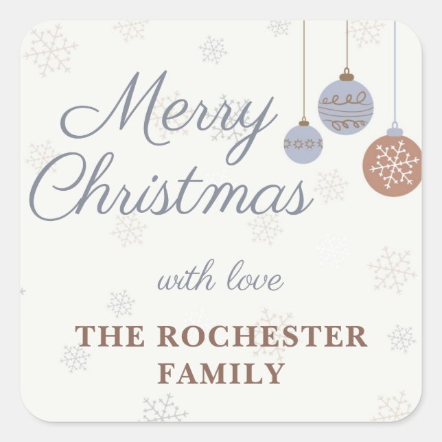 Pegatina Cuadrada Fiesta festiva Ornamento Feliz Navidad (Anverso)