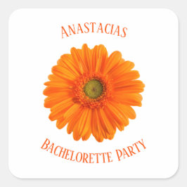 Pegatina Cuadrada Fiesta Floral Daisy Bachelorette personalizada