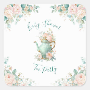 Pegatina Cuadrada Fiesta floral de rosas vintage románticas shabby c