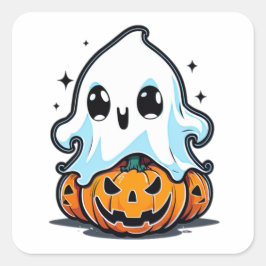 Pegatina Cuadrada Fiesta Ghostly Pumpkin