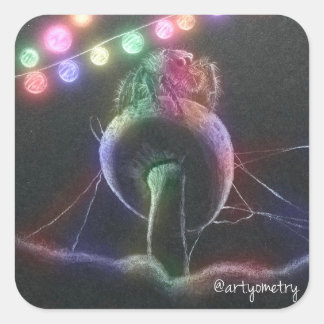 Pegatina Cuadrada Fiesta Introvertido