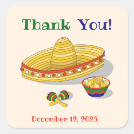 Pegatina Cuadrada Fiesta Mexicana Personalizada para Despedida de So