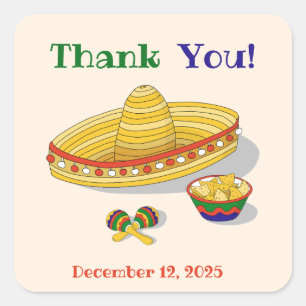 Pegatina Cuadrada Fiesta Mexicana Personalizada para Despedida de So