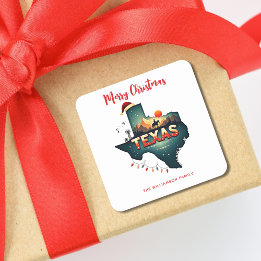 Pegatina Cuadrada Fiesta navideña del ferry del estado de Texas para