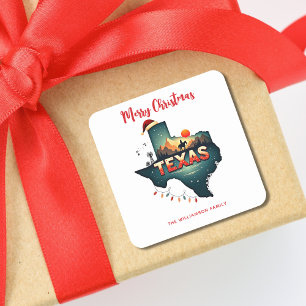Pegatina Cuadrada Fiesta navideña del ferry del estado de Texas para