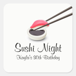Pegatina Cuadrada Fiesta nocturno de Sushi