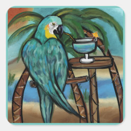 Pegatina Cuadrada Fiesta Parrots