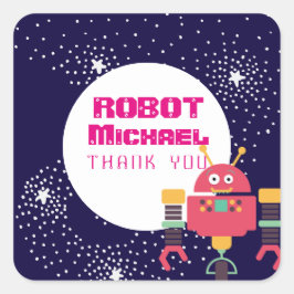 Pegatina Cuadrada FIESTA ROBOT Suministra nueces rosadas azules y pe