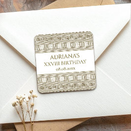 Pegatina Cuadrada Fiesta Romano Toga con elegantes columnas del temp