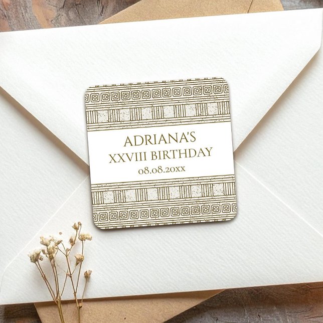 Pegatina Cuadrada Fiesta Romano Toga con elegantes columnas del temp (Subido por el creador)