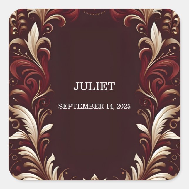 Pegatina Cuadrada Fiesta Rústica Bold Despedida de Soltera Española  (Anverso)