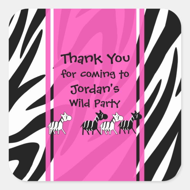 Pegatina Cuadrada Fiesta silvestre/ rosa (Anverso)