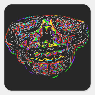 PEGATINA CUADRADA FIESTA SKULL
