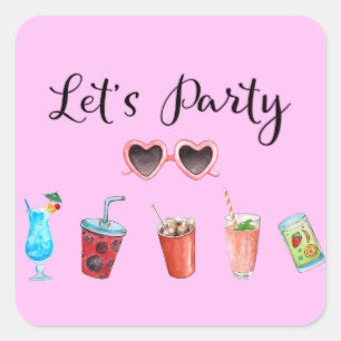 Pegatina Cuadrada Fiesta Summer Soiree