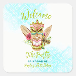 Pegatina Cuadrada Fiesta Tiki