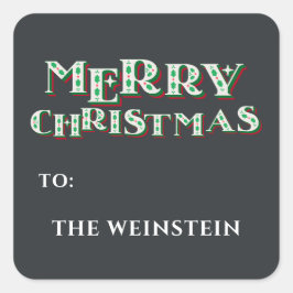 Pegatina Cuadrada Fiesta única de Navidad de Feliz Feliz