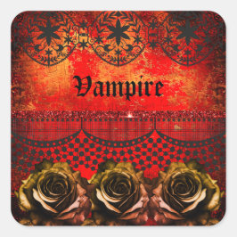 Pegatina Cuadrada Fiesta vampiro espeluznante de Halloween