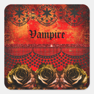 Pegatina Cuadrada Fiesta vampiro espeluznante de Halloween