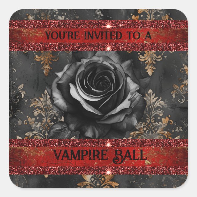 Pegatina Cuadrada Fiesta vampiro espeluznante de Halloween (Anverso)