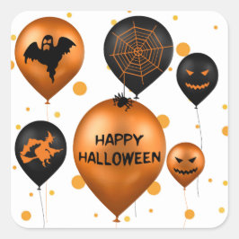 Pegatina Cuadrada Fiestas de Halloween felices