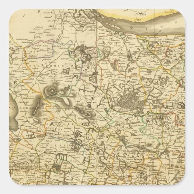 Pegatina Cuadrada Fife compuesto, Kinross (Anverso)