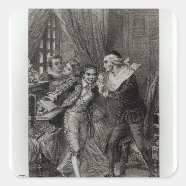 Pegatina Cuadrada Figaro (Anverso)