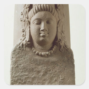 Pegatina Cuadrada Figura de Ekamukha Siva-Linga del Templo en K