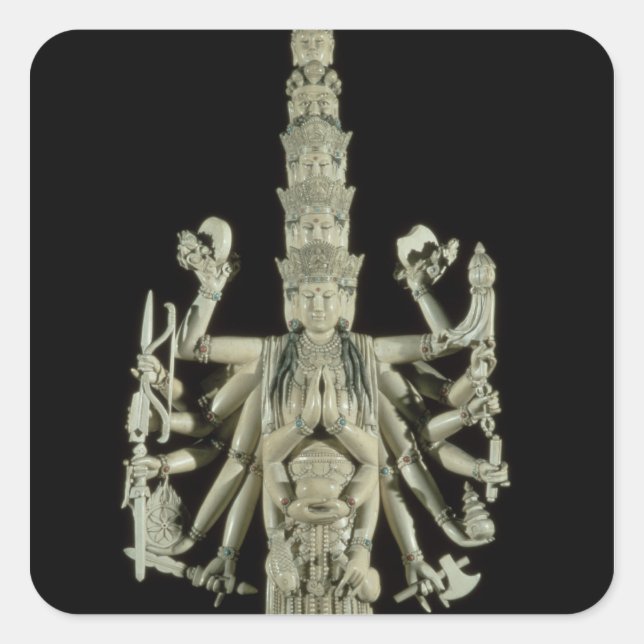 Pegatina Cuadrada Figura de la diosa hindú Kali (Anverso)