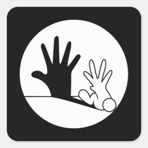 Pegatina Cuadrada Figura de la sombra Rabia Bienestar animal Amante