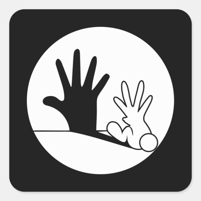 Pegatina Cuadrada Figura de la sombra Rabia Bienestar animal Amante  (Anverso)