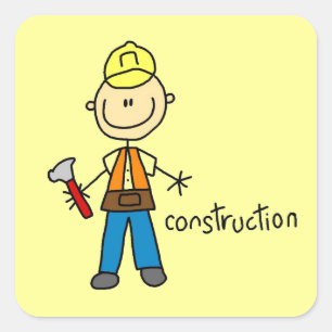Pegatina Cuadrada Figura de palito de construcción