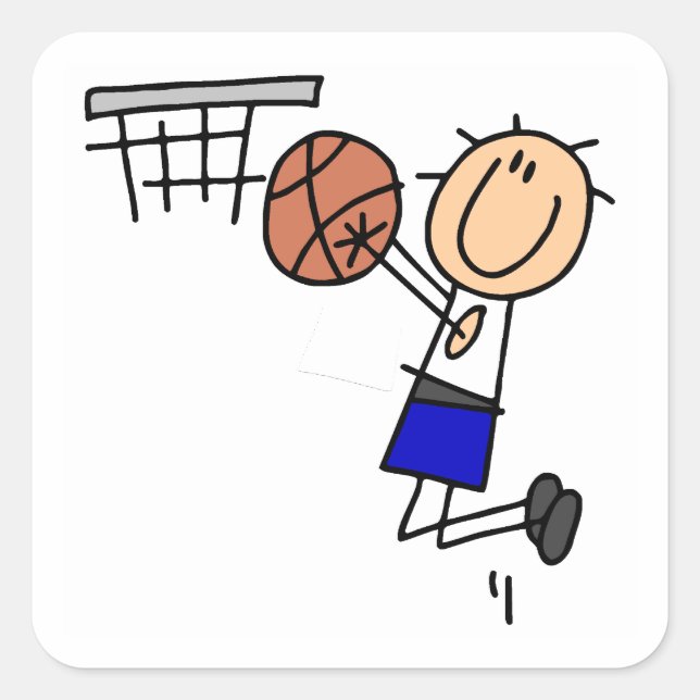 Pegatina Cuadrada Figura de palo Baloncesto Sink T-shirs and Gifts (Anverso)