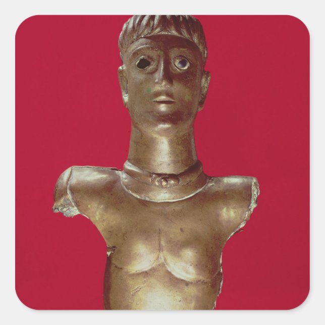 Pegatina Cuadrada Figura de un dios usando un par (Anverso)