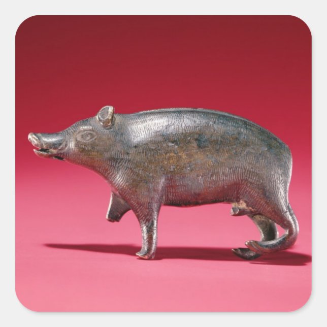 Pegatina Cuadrada Figura de un jabalí (Anverso)