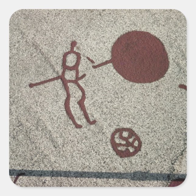 Pegatina Cuadrada Figura masculina con el sol (Anverso)