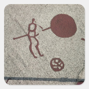 Pegatina Cuadrada Figura masculina con el sol