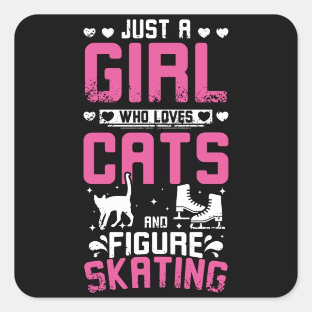 Pegatina Cuadrada Figure Skating And Cats (Anverso)