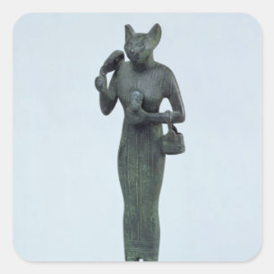 Pegatina Cuadrada Figurilla de la diosa Bastet