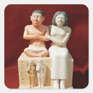 Pegatina Cuadrada Figurilla del Seneb enano y de su familia